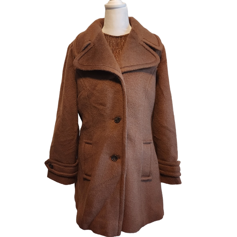 Vintage Stevens Forstmann Brown Pure Wool 3 Button DrivingPea Coat